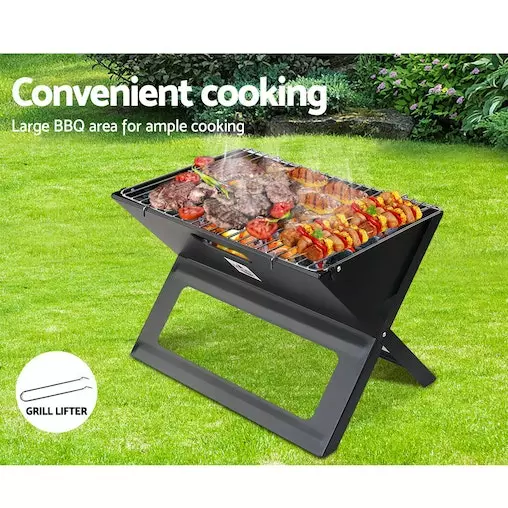 Grillz Portable BBQ Charcoal Grill Smoker Outdoor Folding Steel Camping Barbecue 7 Grillz Portable BBQ Charcoal Grill Smoker Outdoor Folding Steel Camping Barbecue - Image 7