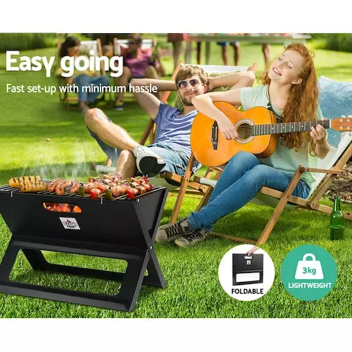 Grillz Portable BBQ Charcoal Grill Smoker Outdoor Folding Steel Camping Barbecue 6 Grillz Portable BBQ Charcoal Grill Smoker Outdoor Folding Steel Camping Barbecue - Image 6
