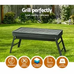 Grillz Charcoal BBQ Foldable Grill Camping Smoker -Barbeques shop 98UW55 LF0RLKQ8Lxp7b HAYY