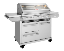 BeefEater 7000 Premium 5 Burner Flame Failure BBQ On Side Burner Cart