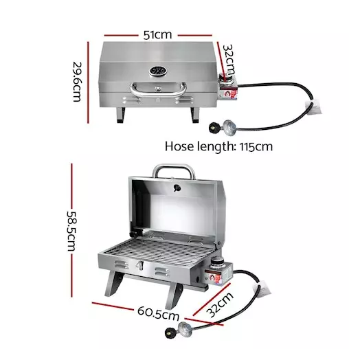 Grillz Portable Gas BBQ Grill Stove Oven Stainless Steel Outdoor Camping Cooker 2 Grillz Portable Gas BBQ Grill Stove Oven Stainless Steel Outdoor Camping Cooker - Image 2