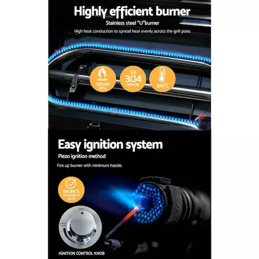 Grillz Portable Gas BBQ Grill Stove Oven Stainless Steel Outdoor Camping Cooker 5 Grillz Portable Gas BBQ Grill Stove Oven Stainless Steel Outdoor Camping Cooker - Image 5